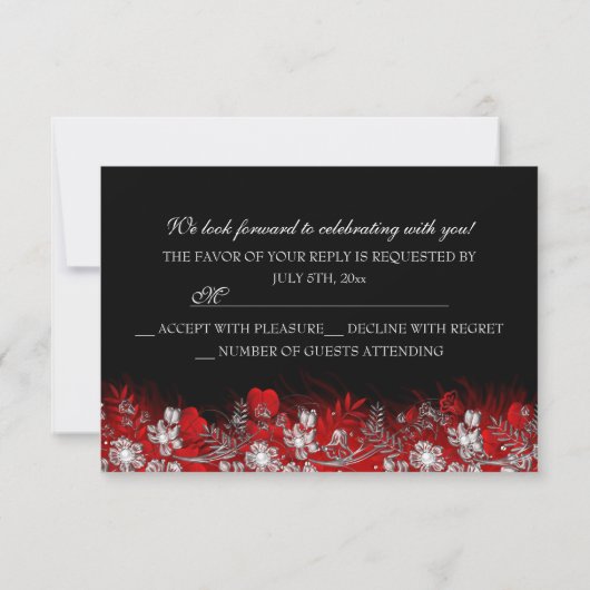 Rood Wit Sparkle Mask Masquerade Party RSVP (Achterkant)