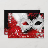 Rood Wit Sparkle Mask Masquerade Party RSVP (Voorkant / Achterkant)