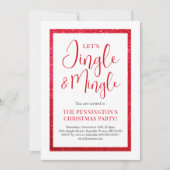 Rood & Wit Sparkle | Uitnodiging voor kerstfeestje (Voorkant)