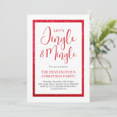 Rood & Wit Sparkle | Uitnodiging voor kerstfeestje (Staand voorkant)