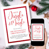 Rood & Wit Sparkle | Uitnodiging voor kerstfeestje