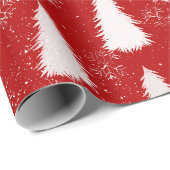 Rood & Wit Sparkly Sneeuwvlokken & Bomen Kerstmis Cadeaupapier (Rol Hoek)