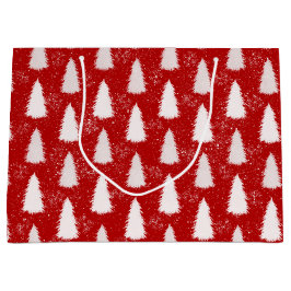 Rood & Wit Sparkly Sneeuwvlokken & Bomen Kerstmis Groot Cadeauzakje