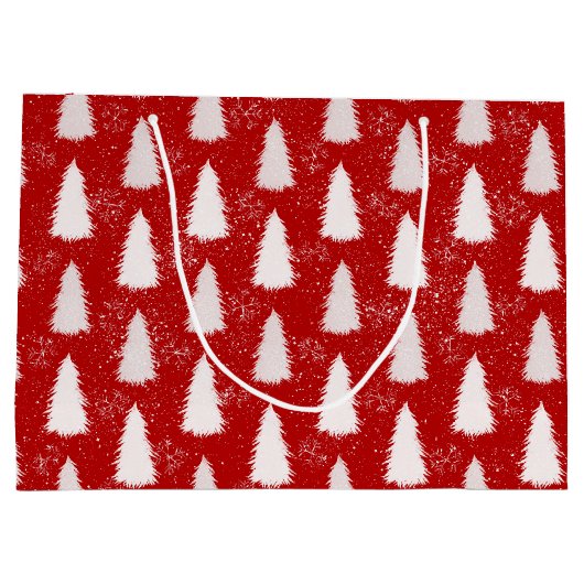 Rood & Wit Sparkly Sneeuwvlokken & Bomen Kerstmis Groot Cadeauzakje (Achterkant)