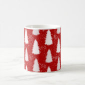 Rood & Wit Sparkly Sneeuwvlokken & Bomen Kerstmis Koffiemok (Center)