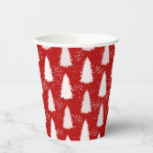 Rood & Wit Sparkly Sneeuwvlokken & Bomen Kerstmis Papieren Bekers (Links)