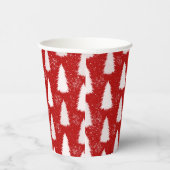 Rood & Wit Sparkly Sneeuwvlokken & Bomen Kerstmis Papieren Bekers (Rechts)