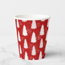 Rood & Wit Sparkly Sneeuwvlokken & Bomen Kerstmis Papieren Bekers
