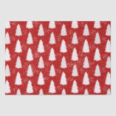 Rood & Wit Sparkly Sneeuwvlokken & Bomen Kerstmis Tissuepapier (Voorkant)