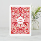 Rood & Wit Spelen Kaart - Hearts Wedding Uitnodige (Staand voorkant)