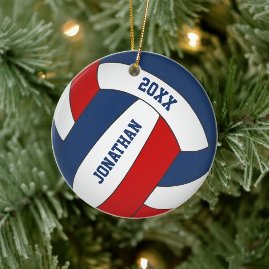 rood wit sportteam : jongens volleybal keramisch ornament (Boom)