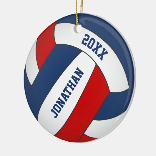 rood wit sportteam : jongens volleybal keramisch ornament (Links)