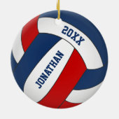 rood wit sportteam : jongens volleybal keramisch ornament (Achterkant)