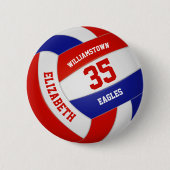 rood wit sportteam jongens volleybal ronde button 5,7 cm (Voorkant)