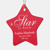 Rood wit ster geboren baby naam aankondiging keramisch ornament (Links)