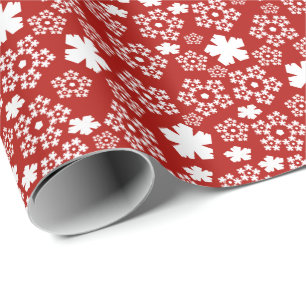 Rood & Wit Ster & Sneeuwvlok Patroon Cadeaupapier