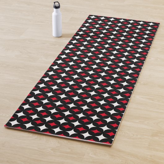 Rood wit sterpatroon op zwart yogamat (In situ)