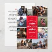 Rood Wit  Stijl Acht foto Warm Wishes Feestdagenkaart (Voorkant / Achterkant)