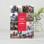 Rood Wit  Stijl Acht foto Warm Wishes Feestdagenkaart (Staand voorkant)