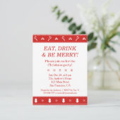 Rood Wit Stijlvol Modern Patroon Kerstfeest Kaart (Staand voorkant)