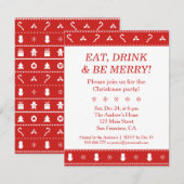 Rood Wit Stijlvol Modern Patroon Kerstfeest Kaart (Voorkant / Achterkant)