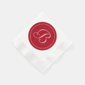 Rood/Wit Stip Monogram Servet (Hoek)
