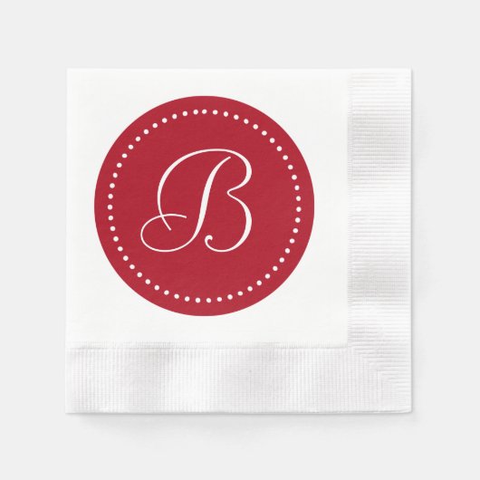 Rood/Wit Stip Monogram Servet (Voorkant)