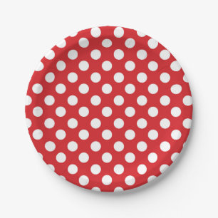 Rood & Wit Stippen Verjaardagsfeestje Papieren Bordje