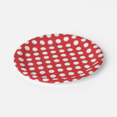 Rood & Wit Stippen Verjaardagsfeestje Papieren Bordje (Gekanteld)