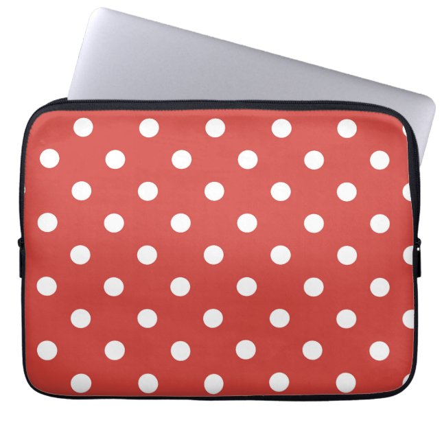 Rood-wit stippenpatroon laptop sleeve (Voorkant)