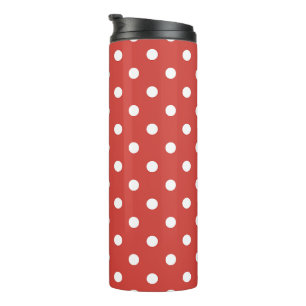 Rood-wit stippenpatroon thermosbeker