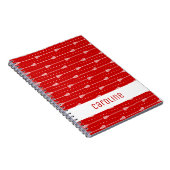 Rood Wit Stokken en Gevlekte Lijnen Patroon Notitieboek (Rechterzijde)