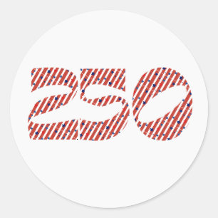 Rood Wit Streep Blauw Sterren Amerika 250 Verjaard Ronde Sticker