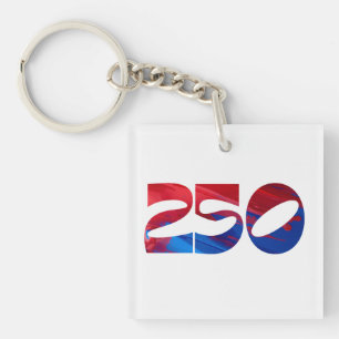 Rood Wit Streep Blauw Sterren Amerika 250 Verjaard Sleutelhanger