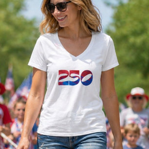 Rood Wit Streep Blauw Sterren Amerika 250 Verjaard T-shirt