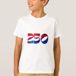 Rood Wit Streep Blauw Sterren Amerika 250 Verjaard T-shirt