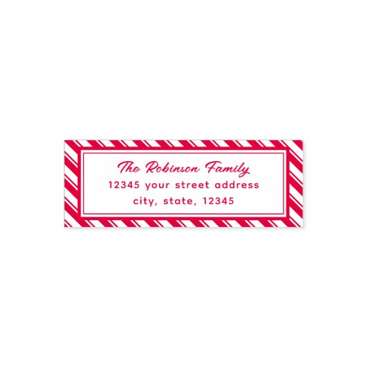 Rood Wit Streep Candy Cane Retouradres Zelfinktende Stempel (Design)