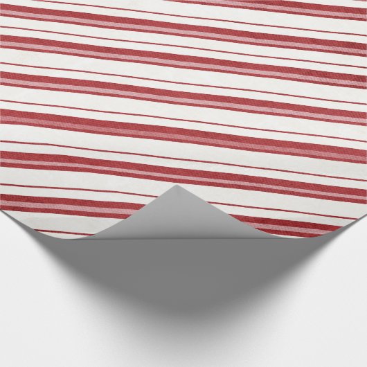 Rood Wit Streep Gestreept Verpakkend Document Cadeaupapier (Hoek)