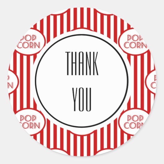 Rood Wit Streep Popcorn Box Films Gepersonaliseerd Ronde Sticker (Voorkant)