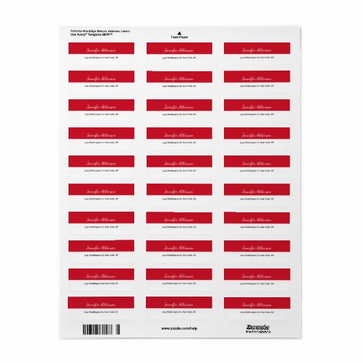 Rood Wit Strepen Creatief Script Duidelijk Eenvoud Etiket (Full Sheet)