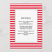Rood/Wit Strepen Ingelijste Bruiloft Details Informatiekaartje (Voorkant)