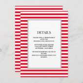 Rood/Wit Strepen Ingelijste Bruiloft Details Informatiekaartje (Voorkant / Achterkant)