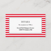 Rood/Wit Strepen Ingelijste Bruiloft Details Informatiekaartje (Voorkant)