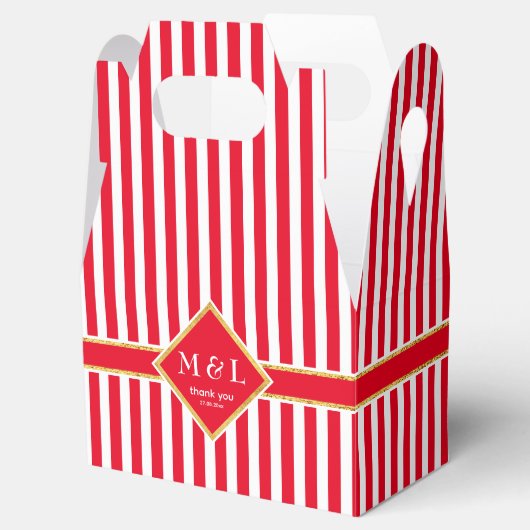 Rood & Wit Strepen w. Goud Dank u Bedankdoosjes (Geopend)