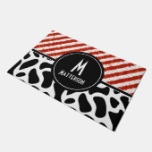 Rood wit Stripe Black Monogram zwart Deurmat (Schuin)