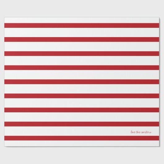 Rood & Wit Stripe Kerstpapier Cadeaupapier (Vlak)