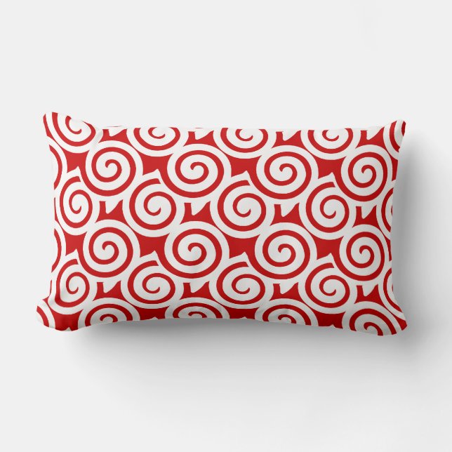 Rood & Wit Swirl Patroon Decoratief Sierkussen~ Kussen (Voorkant)
