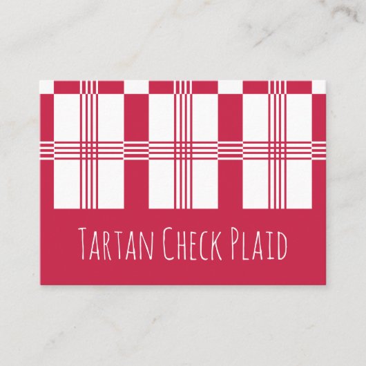 Rood Wit Tartan Check geruite strepen Visitekaartje (Voorkant)