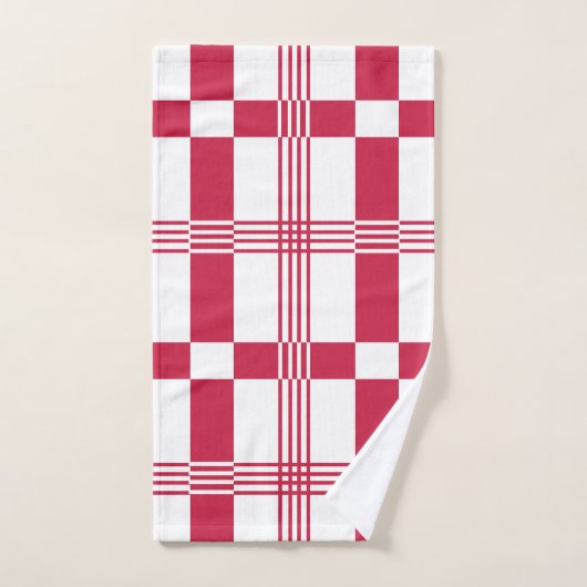 Rood Wit Tartan Check Plaid Bad Handdoek (Handdoek)