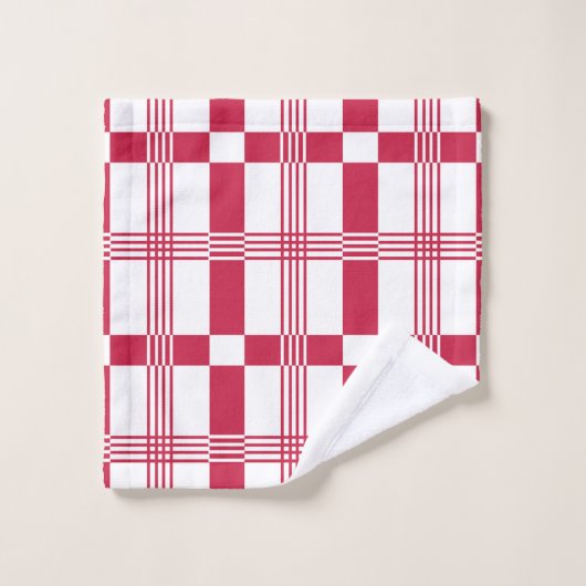 Rood Wit Tartan Check Plaid Bad Handdoek (Wasdoekje)